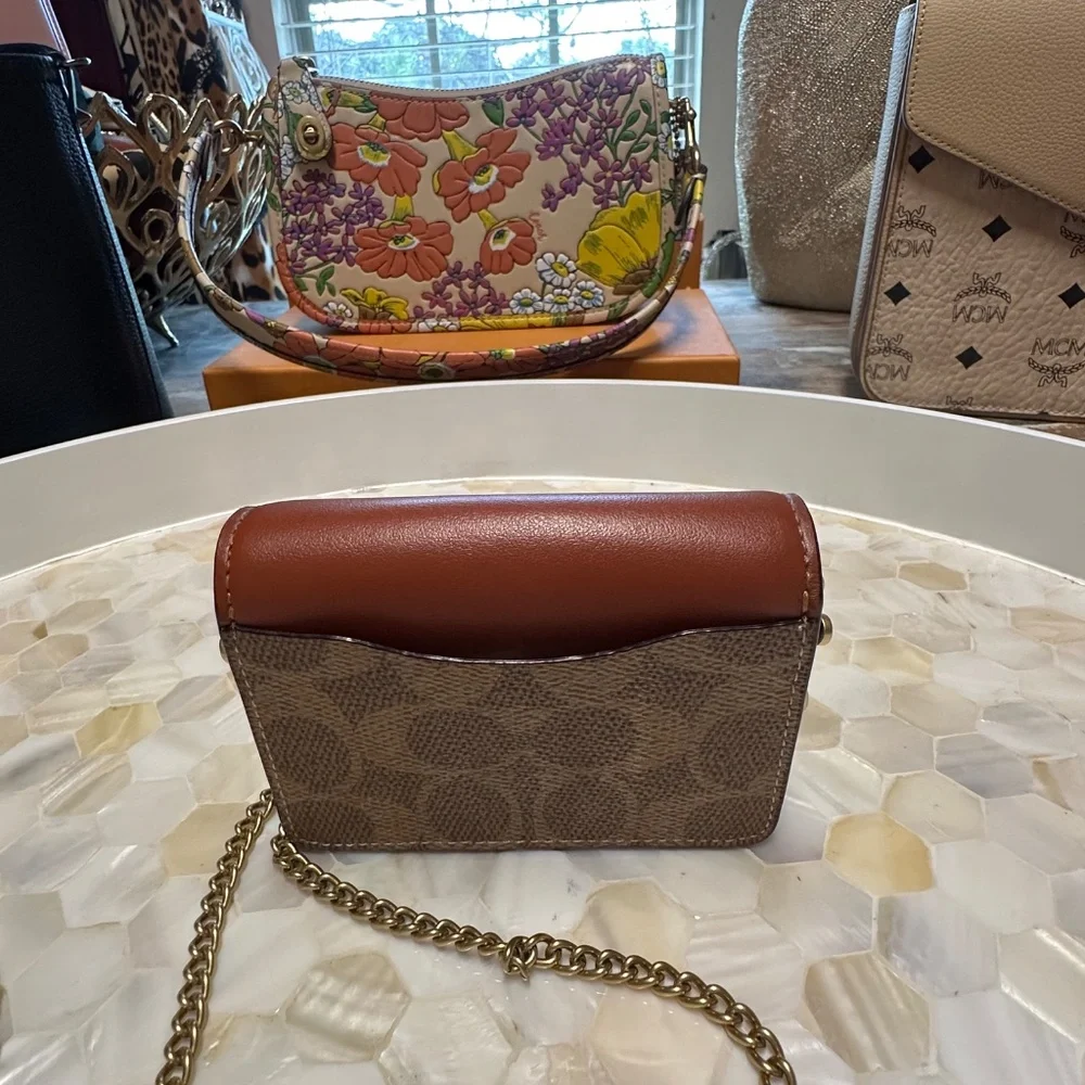 Coach mini wallet on a chain Rust signature so nice!